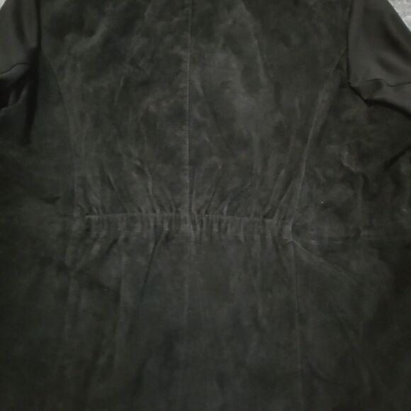 IMAN Suede Leather Moto Jacket 2X Cinch Gold Glam Y2K Bomber Grunge Baddie Biker - Picture 11 of 13